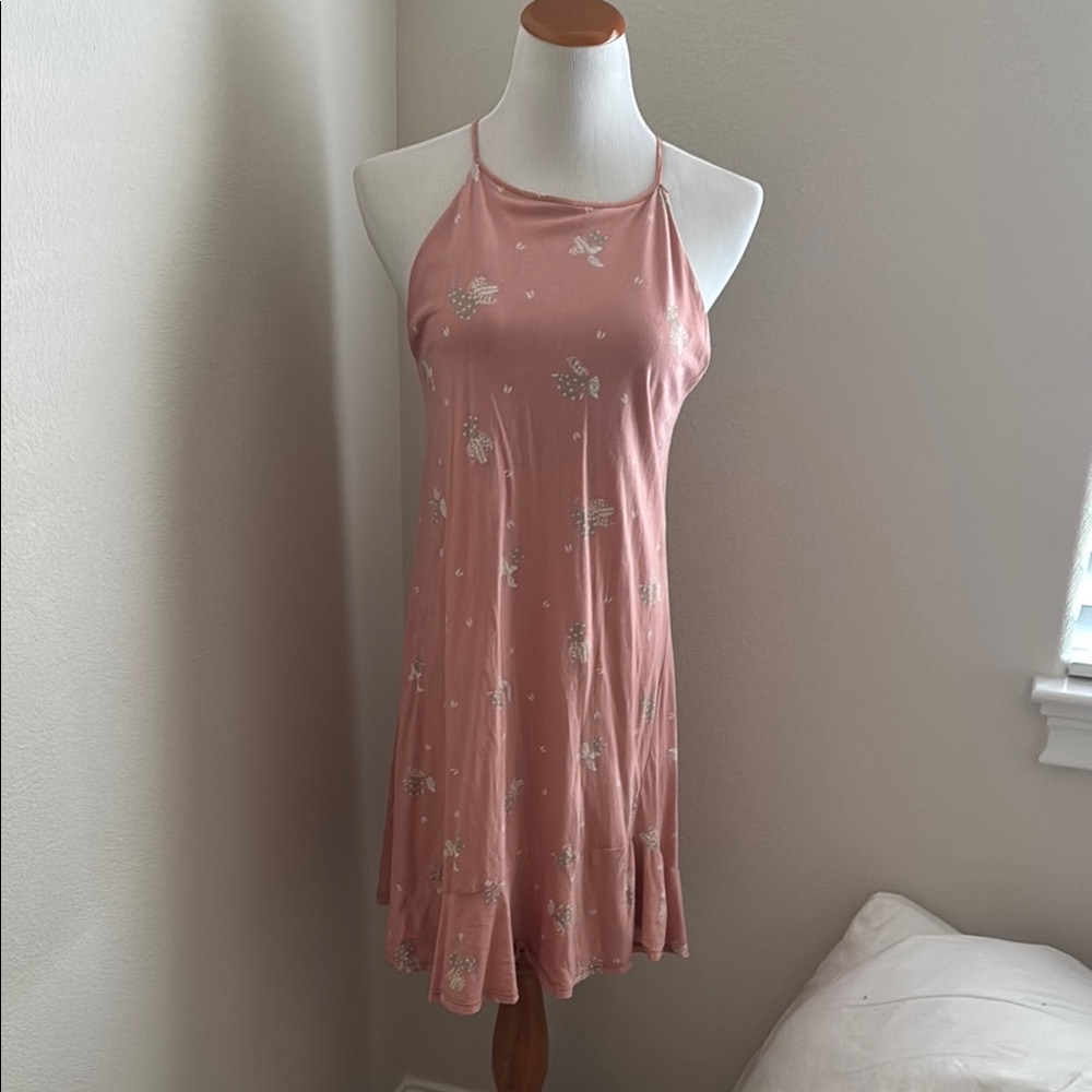 Pink Floral Halter Dress